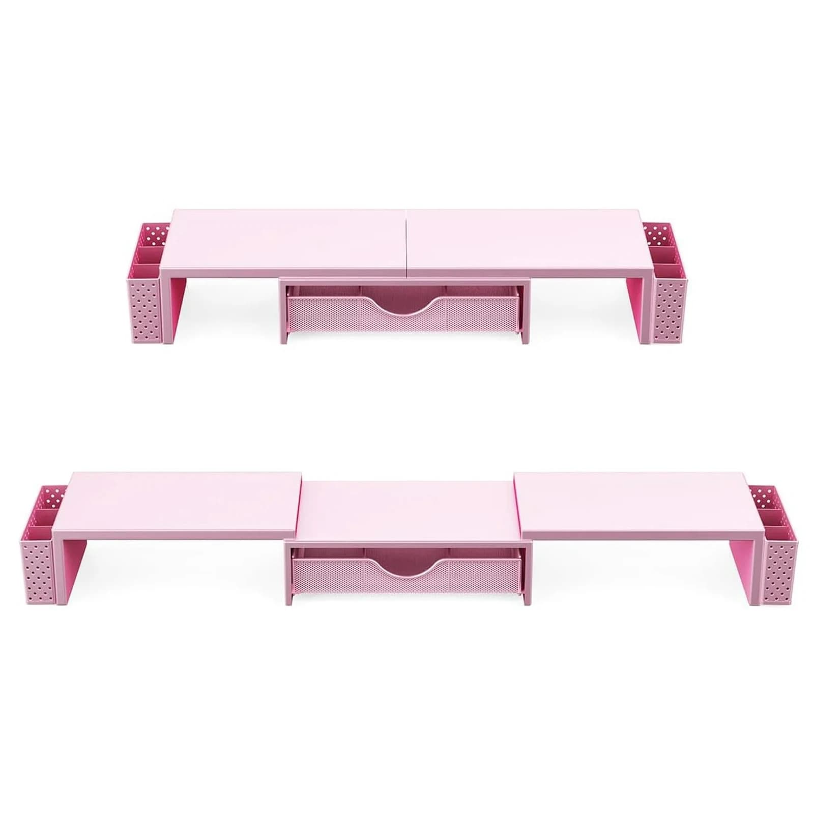 Double Monitor Riser with Drawer Office Board Organizer Support for Office Supplies for Laptop Printer