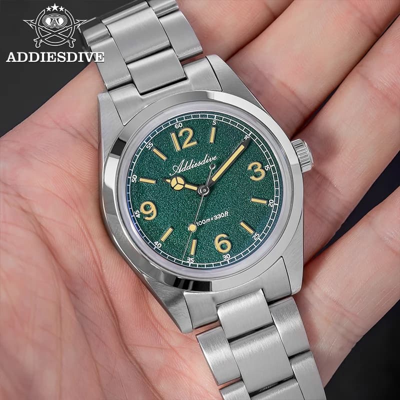 ADDIESDIVE Top Brand Men's Watch 100M Waterproof Super Bright Stainless Steel New 36mm Quartz Watch Elegant VH31 Men's Watches