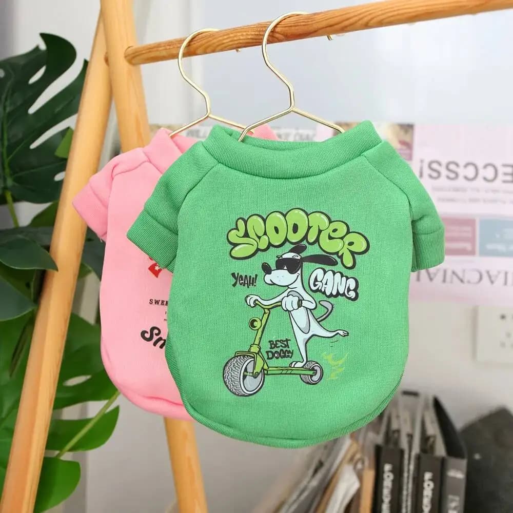 Felpa per Animali Domestici Super Carina con Cappuccio, Abbigliamento a Collo Tondo con Cartoni Animati per Cani e Gatti, Felpa Calda e Alla Moda per Autunno e Inverno