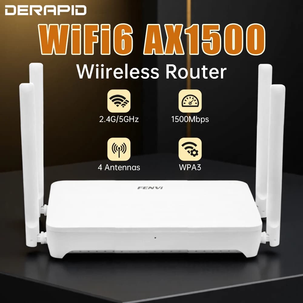 FENVI AX1500 Ripetitore Mesh WiFi 6, Estensore di Portata Wireless 2.4G/5GHz, 4 Antenne ad Alto Guadagno, Amplificatore di Segnale Gigabit Mesh per Casa