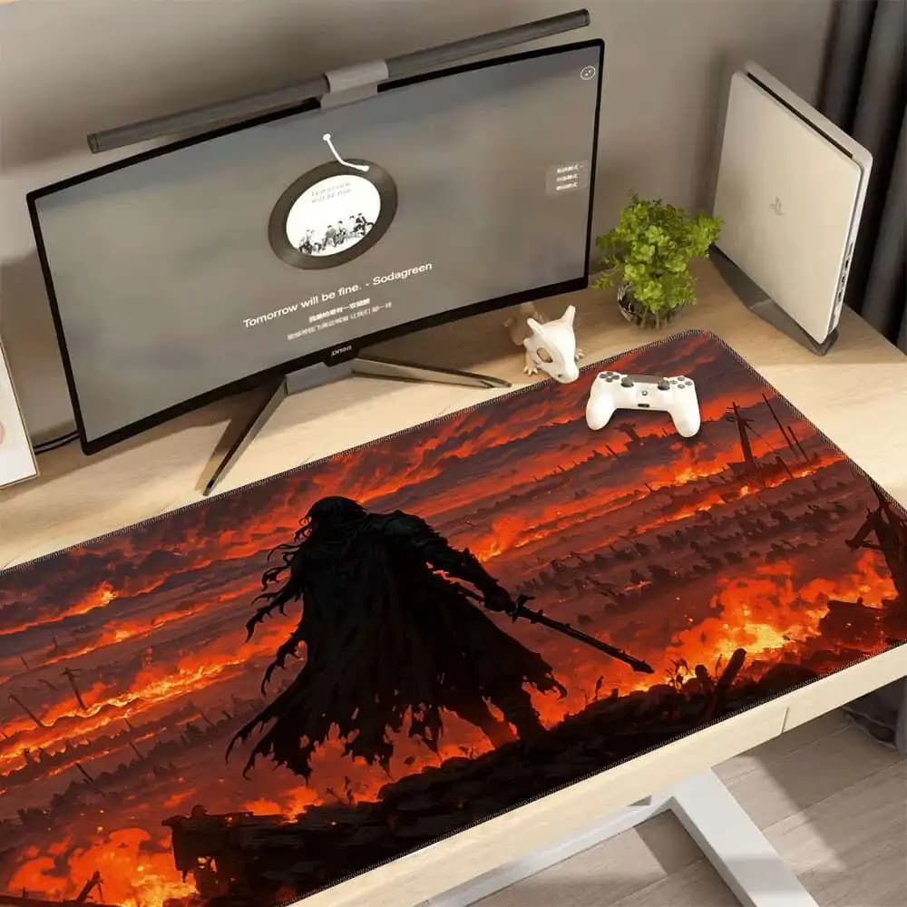 Tappetino da Gaming XXL Apocalyptic Battlefield, Base in Gomma Antiscivolo, Mousepad per PC Gaming e Ufficio