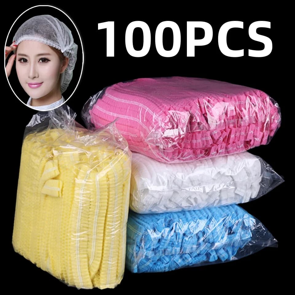 Pack of 100 hoods Disposable for Shower and Bath, Breathable Dust Cover, Ideal for Kitchen and Shower