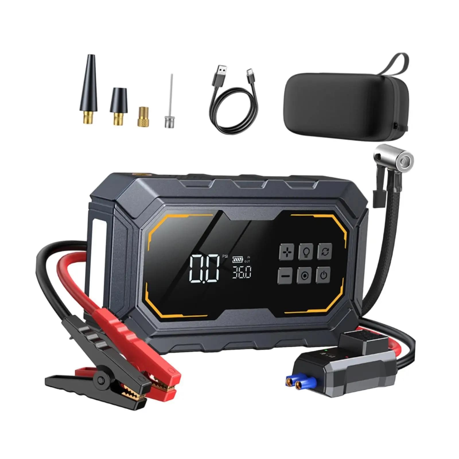 Car Jump Starter Screen Sturdy Practical Multipurpose Lightweight Flashlight Emergency Lighting USB Output for Vehicles