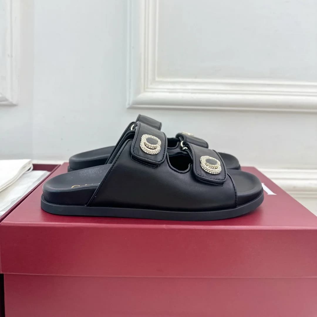 Ciabatte alla Moda e Versatili con Strass e Suola Spessa in Velcro per Ragazze - Ciabatte da Esterno con Fibbia a Fascia Unica di Design