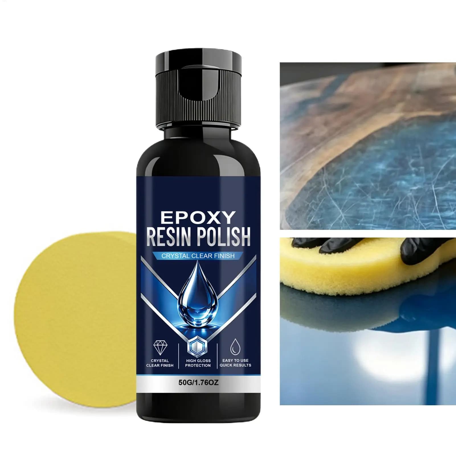 Epoxy Resin Polishing Kit Tabletop Shine Restorer with Compound Resin Art Restoration Set for Woodworking Crafts DIY Home
