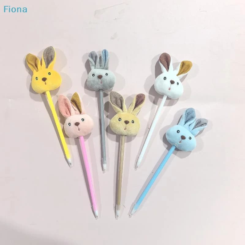 ✔ Penne Gel con Testa di Coniglio in Peluche, Penne da Scrittura Carine con Topper Morbidi per Bambini e Studenti