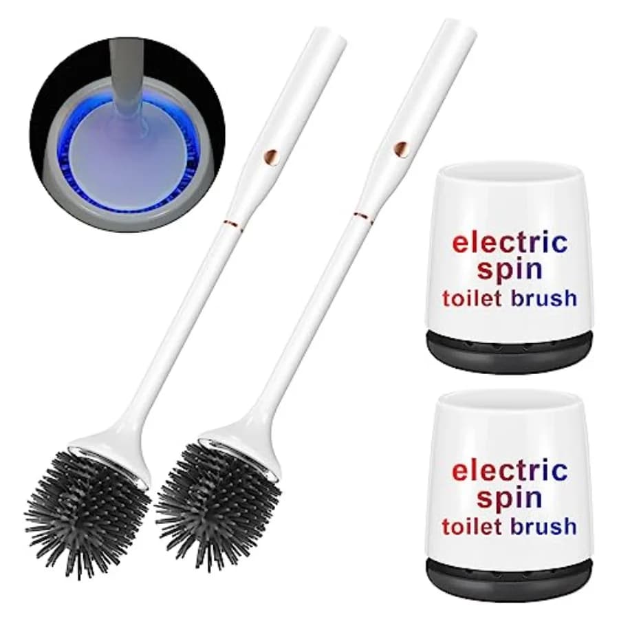 Spazzola Elettrica per WC in Silicone con Supporto Ventilato e Base da Pavimento