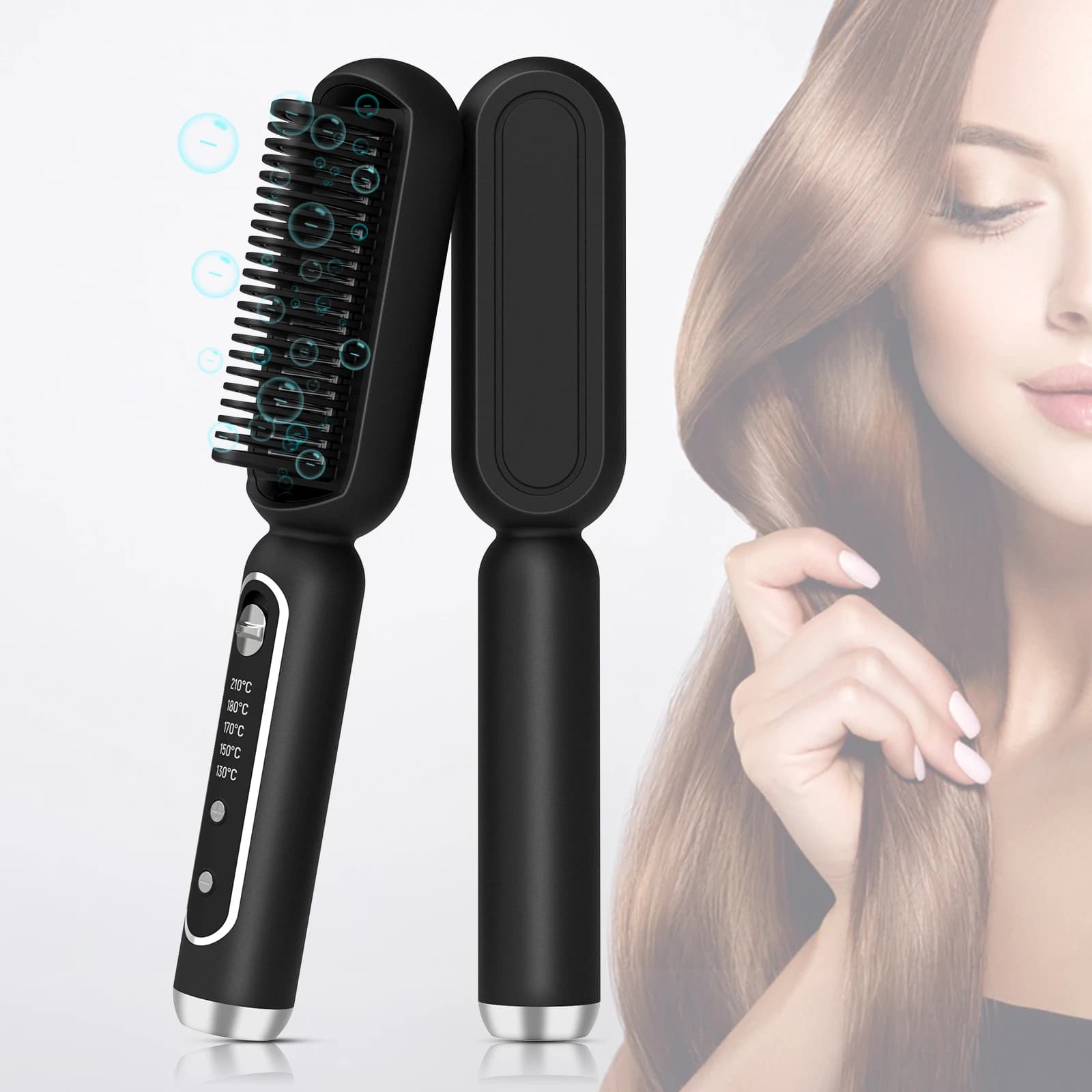2024 Trending Electric Hot Comb Multi Straight Hair Sateen Brush negative ions tool for Styling anti-scotting with free gift