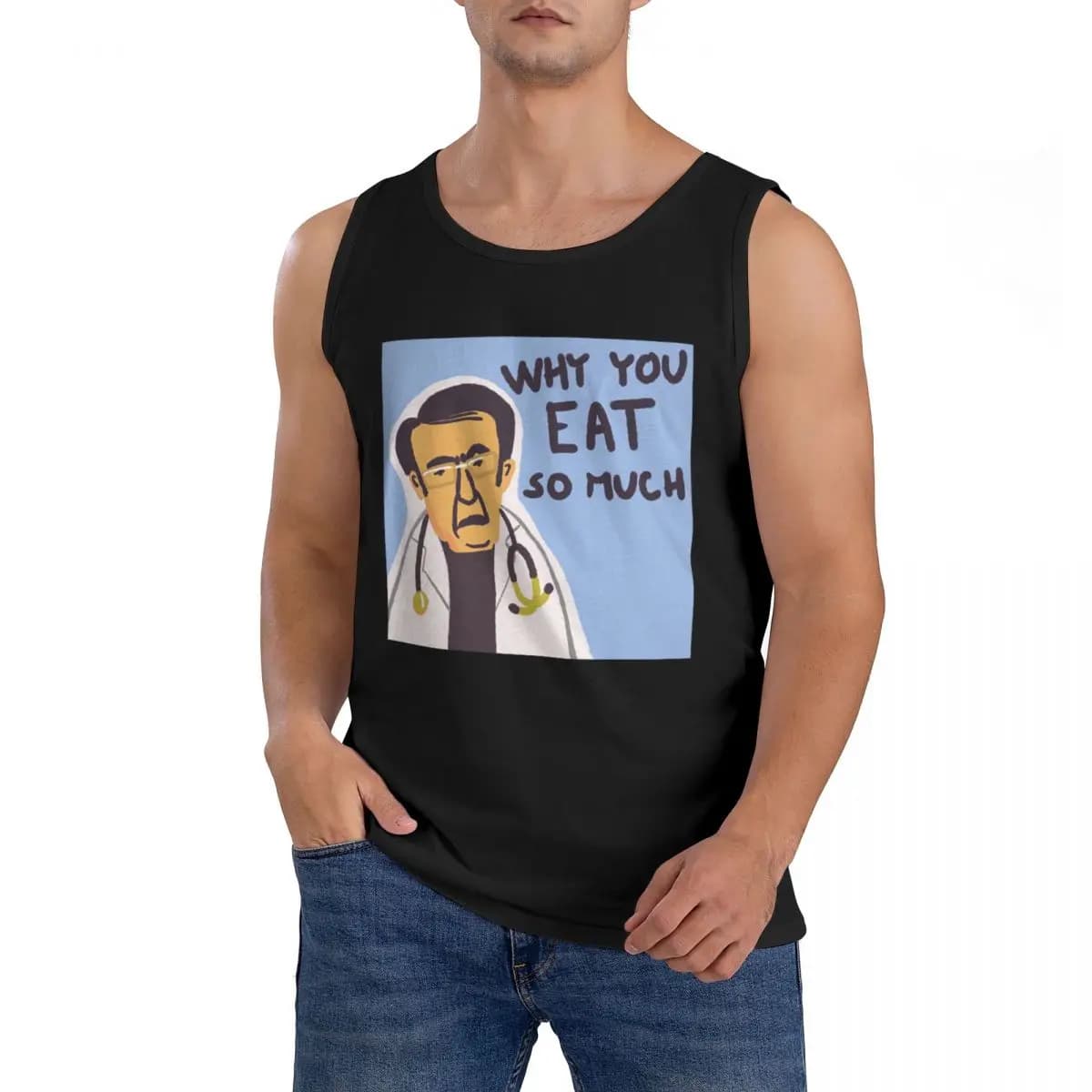 Dr Nowzaradan Dr Now From My 600-lb Life Why You Eat So Much T-shirt senza maniche da uomo, abbigliamento sportivo da allenamento, top, gilet da uomo