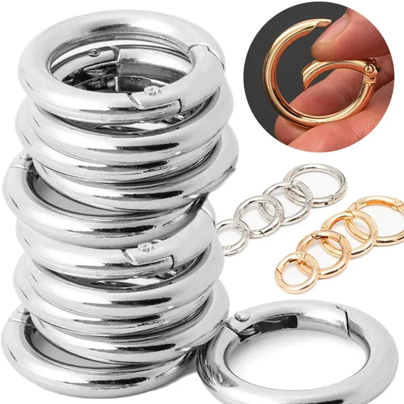 10 pz Anello a Forma di O Catenacci a Molla per Gioielli FAI DA TE Apribile Rotondo Moschettone Portachiavi Borsa Pinze Gancio Cane Catena Fibbie Connettore