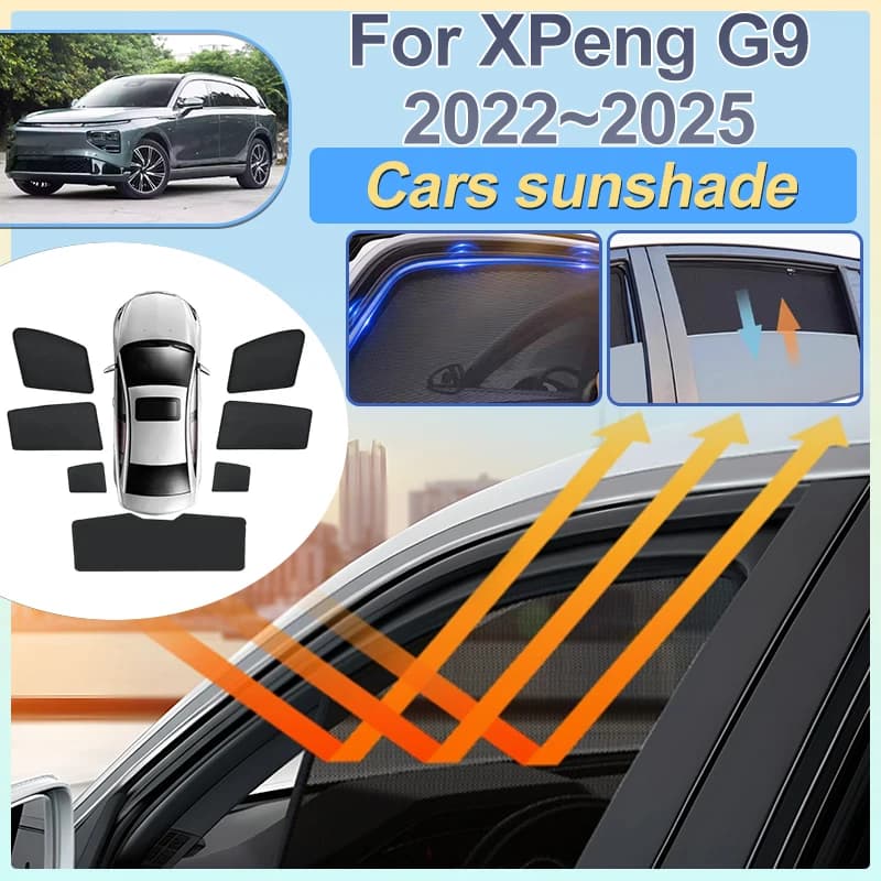Accessori per XPeng G9 2022 2023 2024 2025, Tendina Parasole a Rete per Auto, Protezione Solare per Parabrezza Anteriore e Posteriore, Vetri Laterali