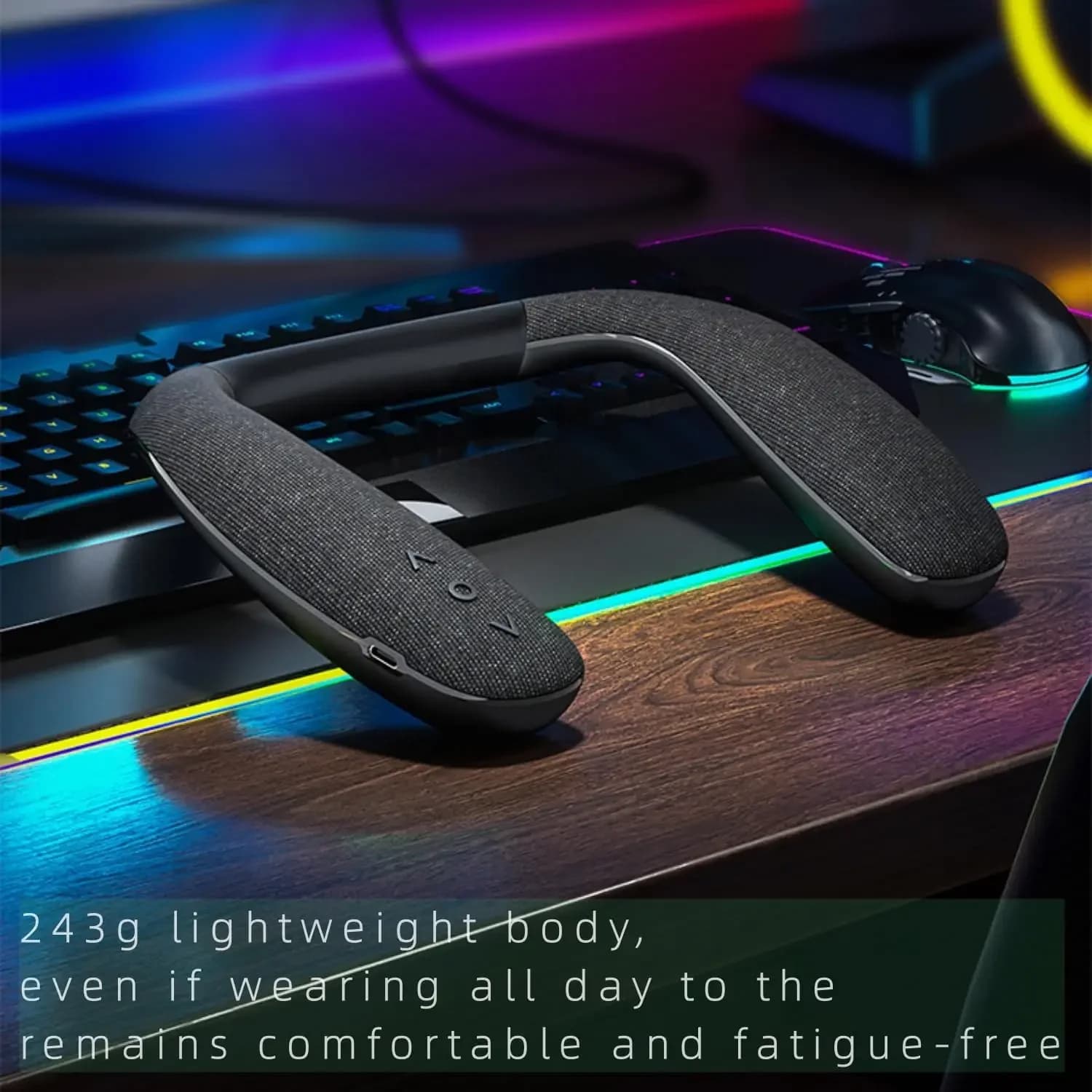 Altoparlante Wireless da Collo, Audio Stereo 3D, 12 Ore di Riproduzione, Bassa Latenza per Gaming/TV, Ricarica Rapida Type-C, Altoparlante Indossabile