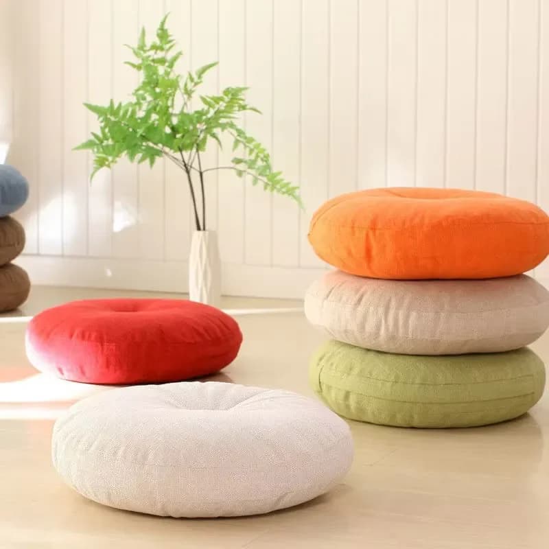 Thickened Cotton Linen Round Floor Mat Removable Cover Meditation Cushion for Balcony Tatami Bay Window Home Decoration