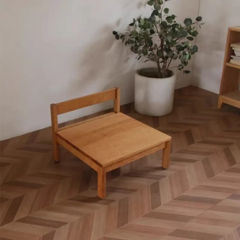 Black Walnut Wood Tatami Floor Chair, Japanese Style Low Stool with Cushion, Solid Wood Versatile Meditation Seat for Tea Room