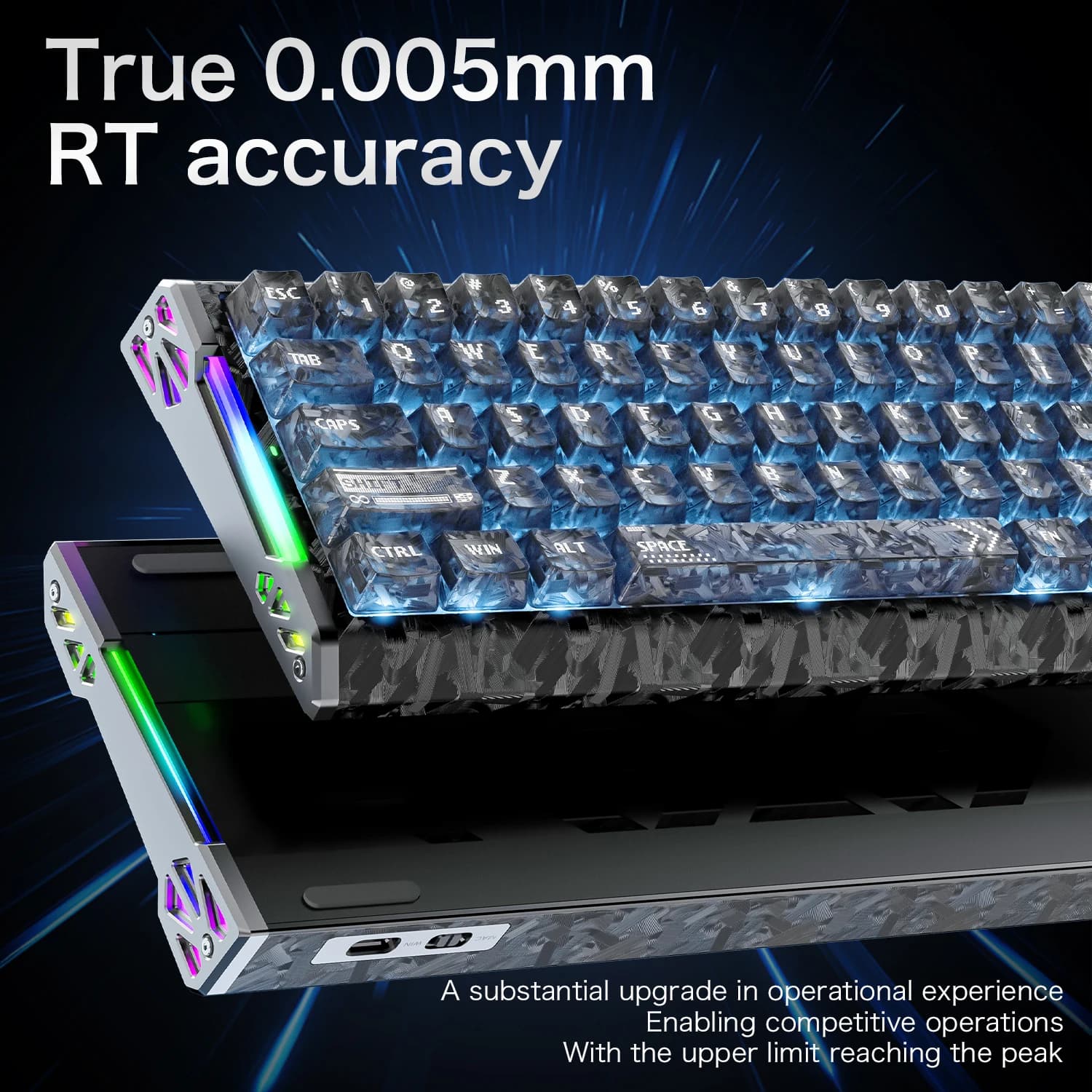 ATTACK SHARK R68HE Wired Keyboard, Carbon Fiber Structure, 0.08ms Low Latency, Transparent Dustproof RGB Gaming Keyboard