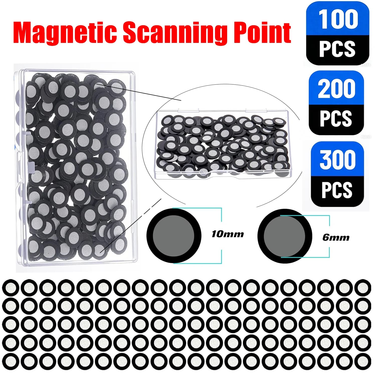 3D Magnetic Tracking Dot, Diffuse Reflection Reference Marker for 3D Scanner, 6.0mm Inner 10mm Outer Positioning Target