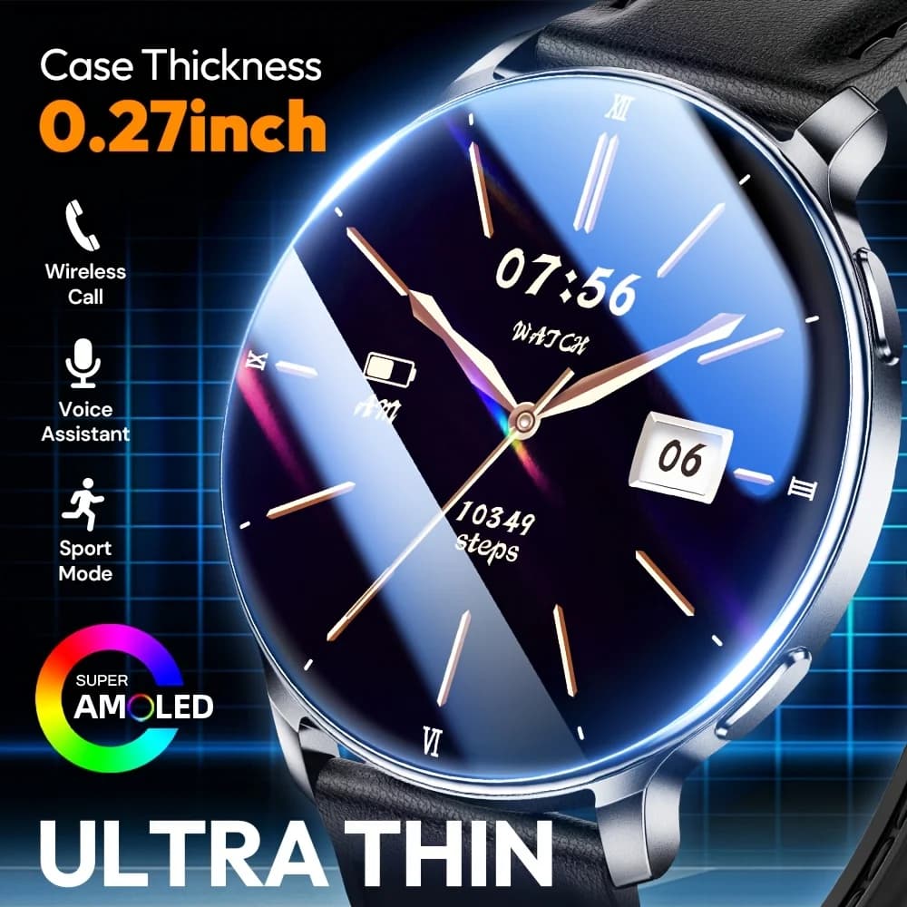 Nuovo Smartwatch Ultra Sottile da Donna 2026 con Display AMOLED HD da 1,43 Pollici, Chiamate Bluetooth, Tracker Multi-Sport, Lettore Musicale, Ricarica USB