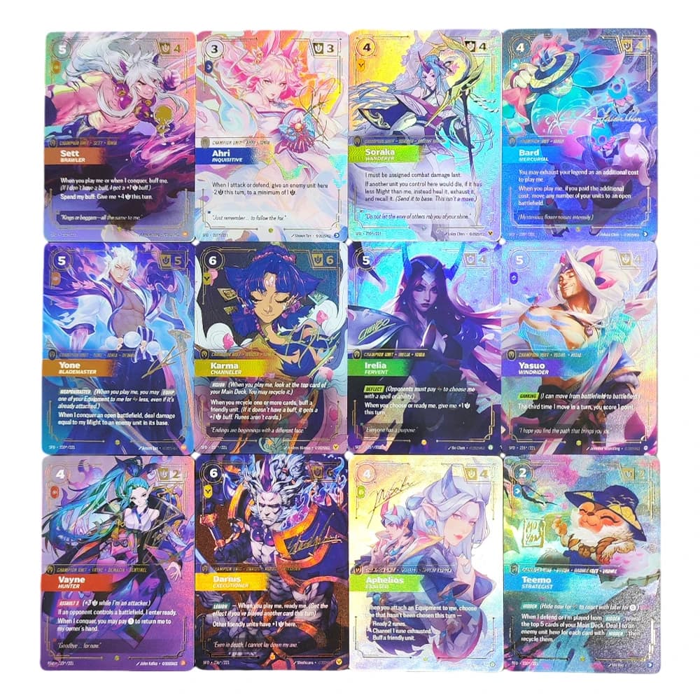 Collezione di Carte da Gioco Proxy Riftbound League of Legends Spiritforged SFD Vayne Ahri Irelia Bard Teemo Yone Yasuo (Firma)