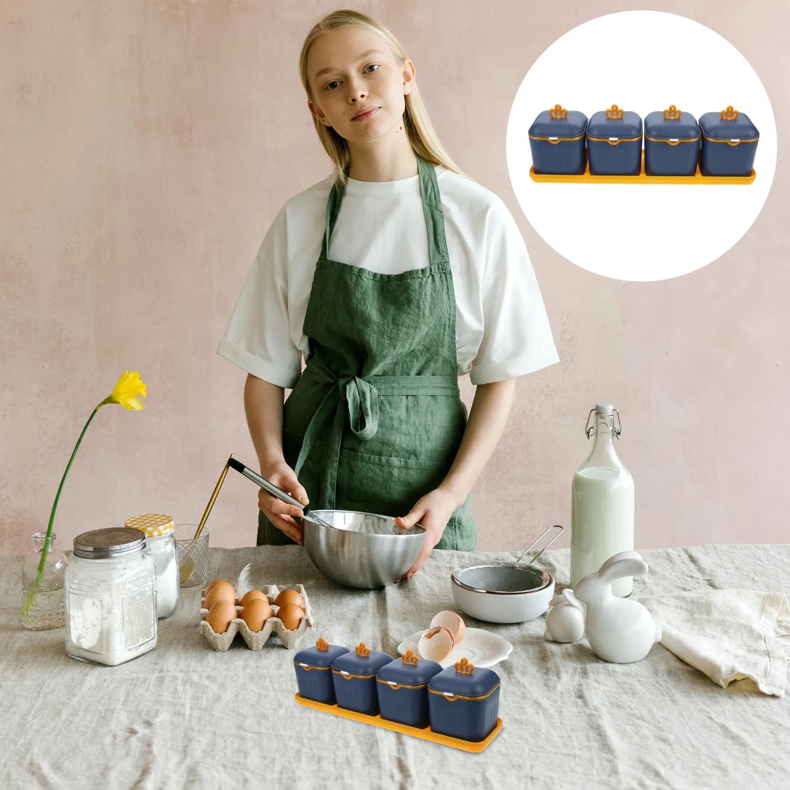 Set di Contenitori per Spezie in Stile Nordico, Barattoli in Plastica per Condimenti, Sale e Pepe, Multifunzionali e Creativi per la Casa