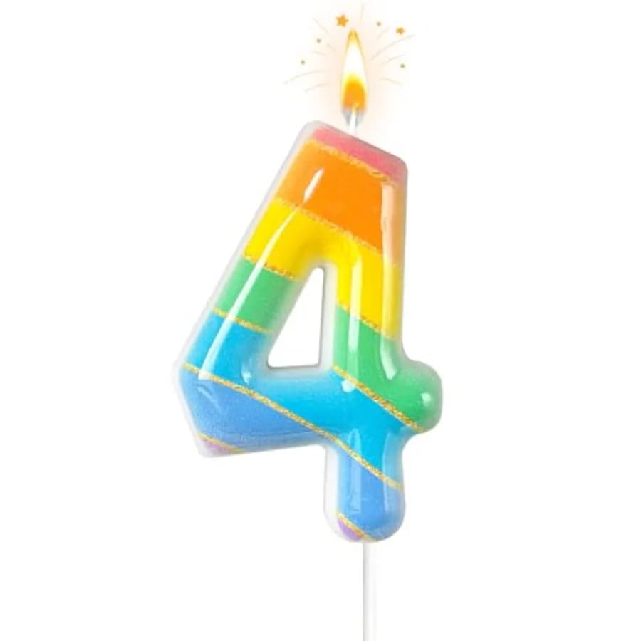 Rainbow Birthday Decorations Birthday Candles, Rainbows Cake Topper for Rainbow Party Decorations, Bright Decorative Candle for