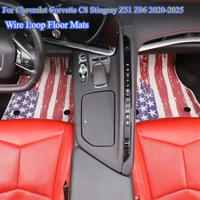 Auto Anteriore Fila Posteriore Wire Loop Tappetini Misura Per Chevrolet Corvette C8 Stingray Z51 Z06 2020-2025 Interni Accessori Auto