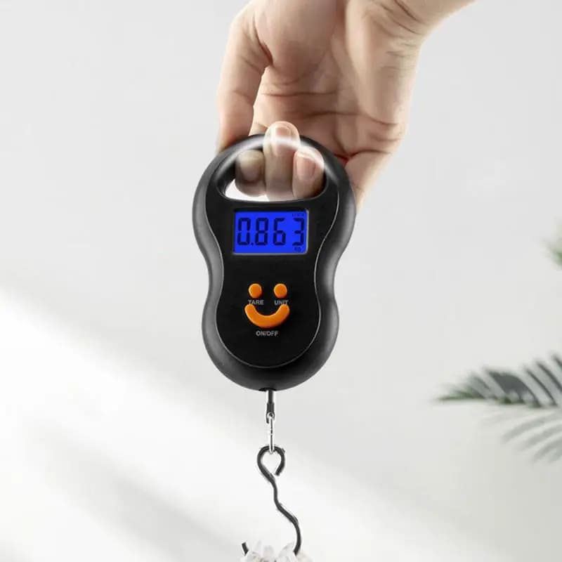 Bilancia portatile da 50 kg 10 g Bilancia digitale Retroilluminazione Pesi da pesca elettronici Bilancia tascabile Bilancia per bagagli Nera