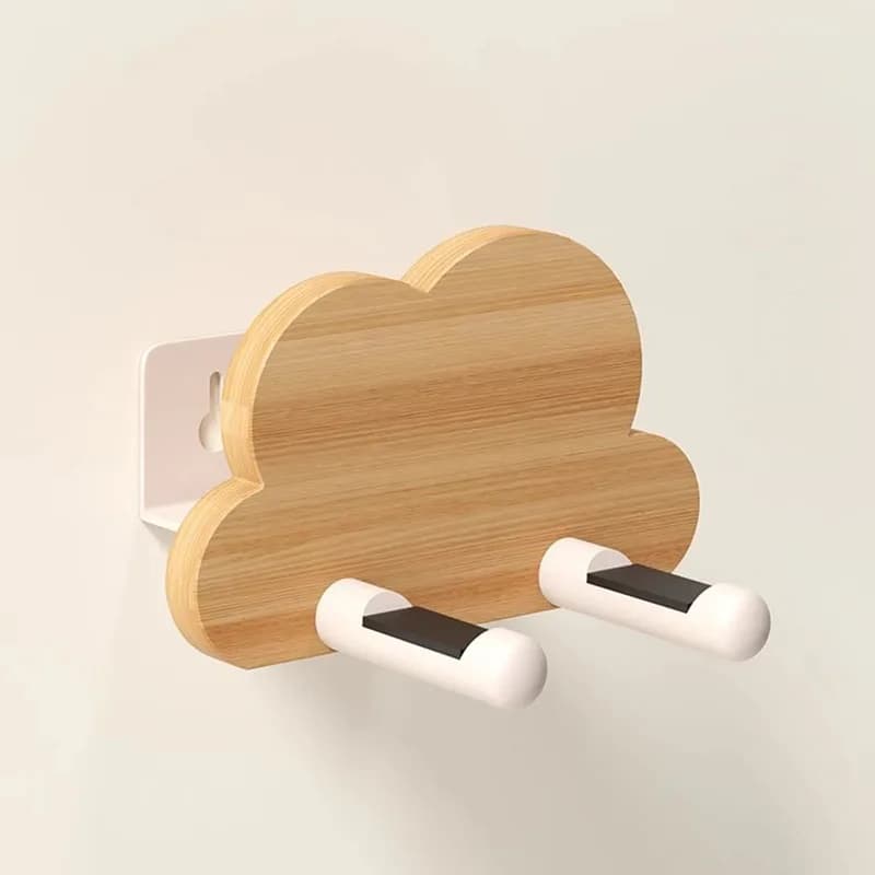 Porta Asciugacapelli da Bagno in Legno di Noce Nero/Bianco, Mensola Organizzatrice da Parete per Bagno