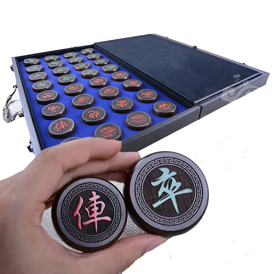 Grande gioco di scacchi cinese di lusso, scacchiera pieghevole in palissandro, set di scacchi Xiang Qi da 32 pezzi, gioco da tavolo per famiglie