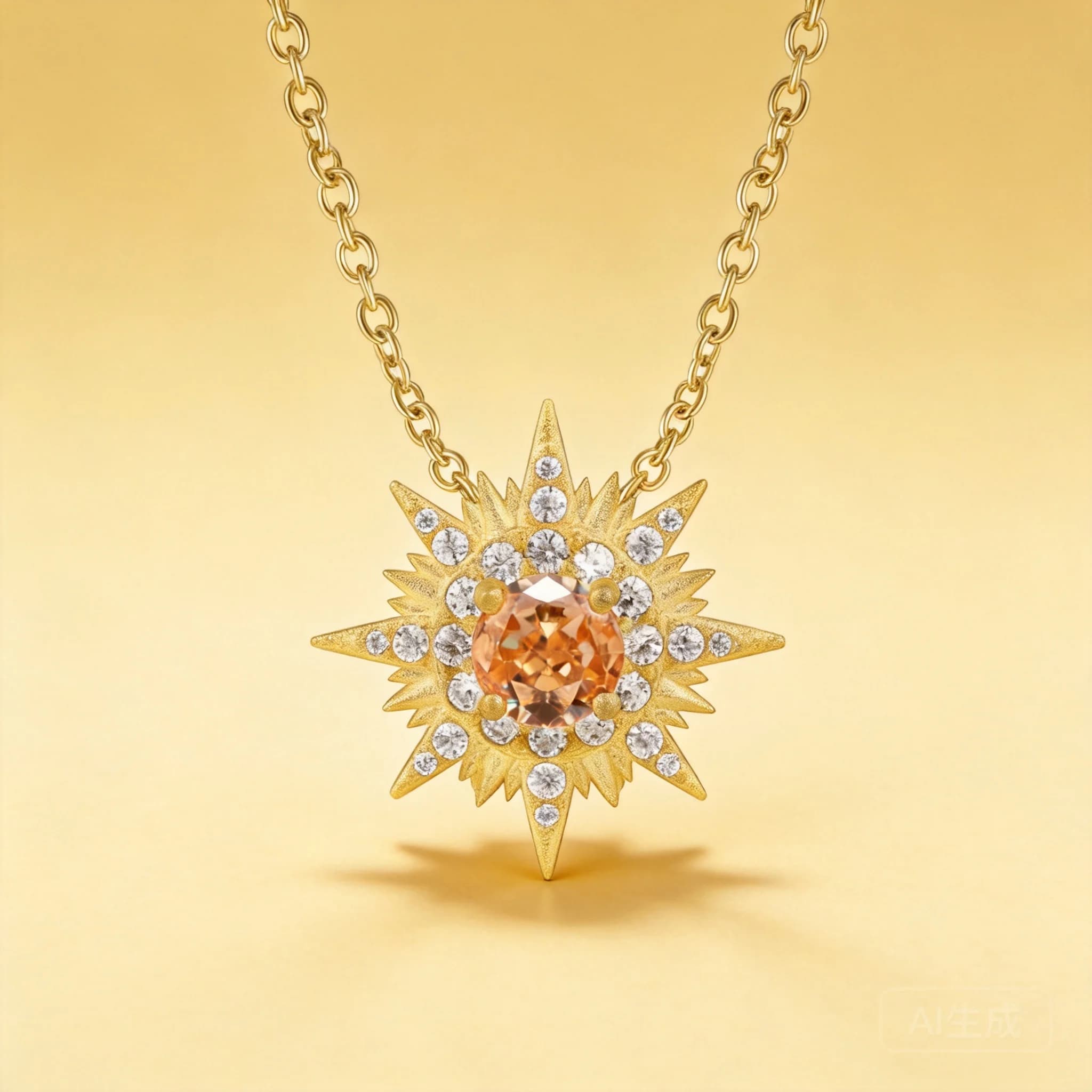 Fashion Sparkling Chinese Style Lucky Eight Pointed Star Pendant Necklace S925 Sterling Silver 14k Gold Plated Inlaid Zircon Goo