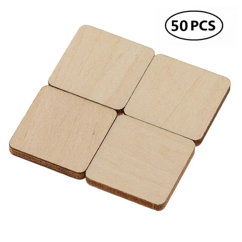 50 Pezzi di Legno Quadrati da 40mm (1,57 Pollici) per Progetti Fai-da-Te, Arte, Pirografia, Incisione Laser, Intaglio e Pittura