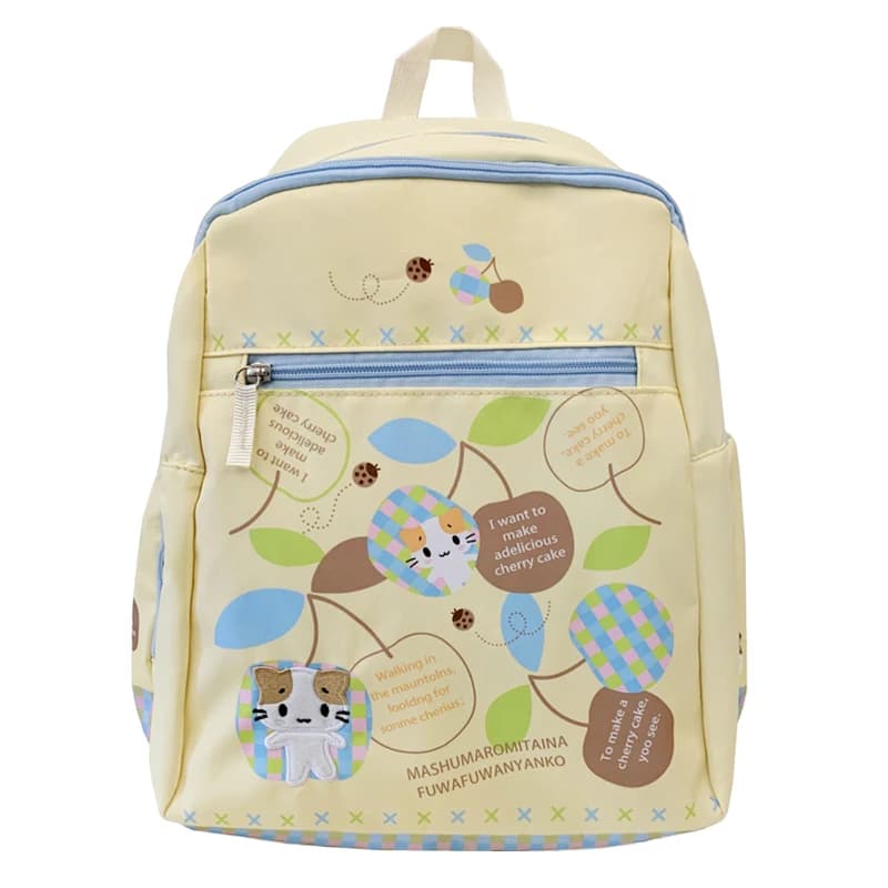 Masyumaro Fluffy Fuwa Nyanko Cat Bag Kawaii Simpatici zaini scolastici di grandi dimensioni per ragazze Donne Borsa da scuola media a doppio strato