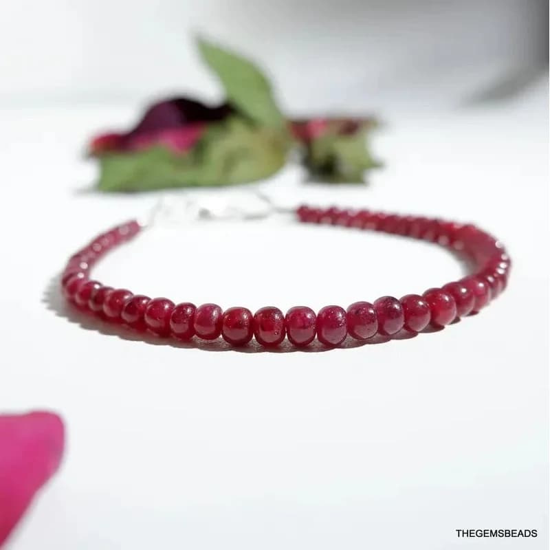 Natural Ruby for Women , 925 Sterling Silver Bracelet. July Birthstone.