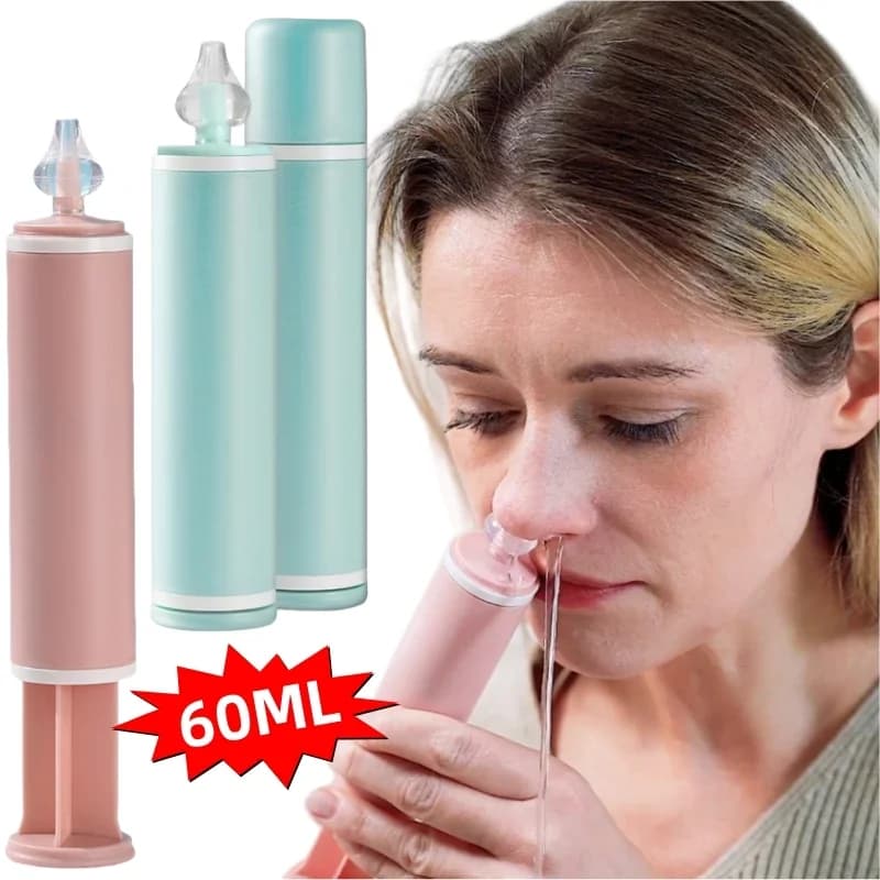 Aspiratore Nasale Manuale con Tubo da 60ML, Pulitore Nasale per Bambini e Adulti con Custodia Personale