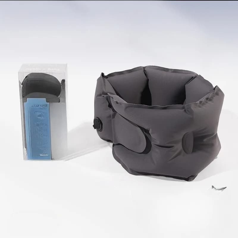 Cuscino da Viaggio a U Pieghevole Gonfiabile con Borsa Portaoggetti, Leggero per Aereo