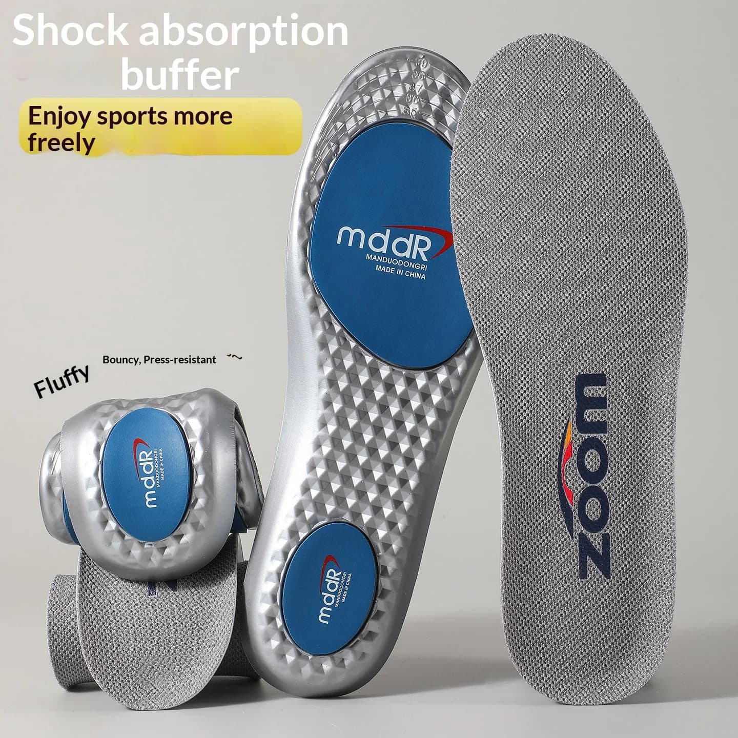 Shock-Absorbing Sports Insoles for Men And Women High-Elastic Thickened Foot Support Moisture-Wicking Breathable Odor-Proof