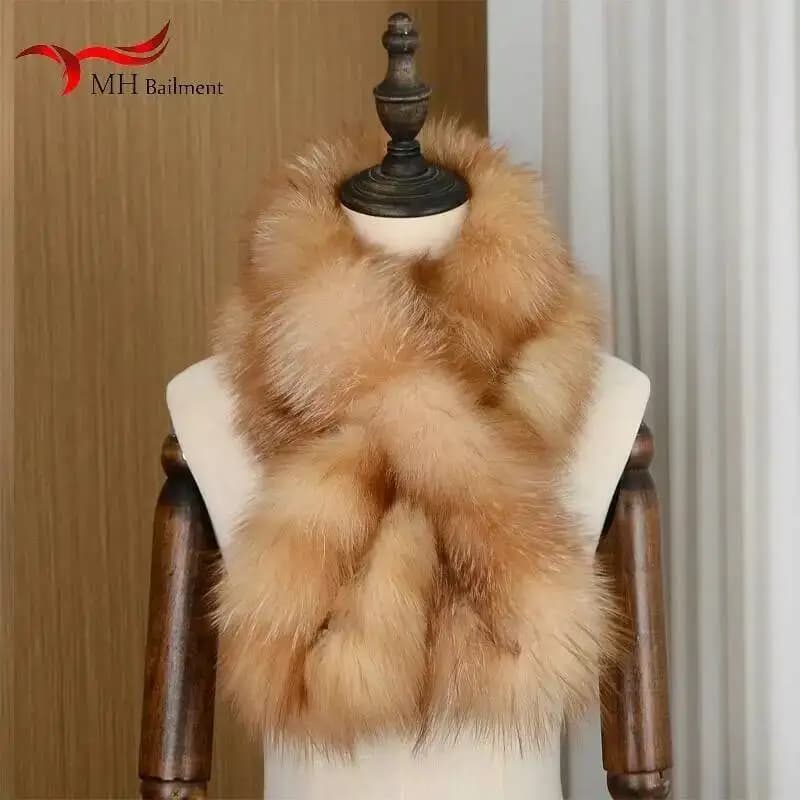 Winter Real Fox Fur Scarf Women Fashion Thick Fluffy High Quality Outdoor Scarves Neck Warm Natural Shawl Elastic Knit Muffler