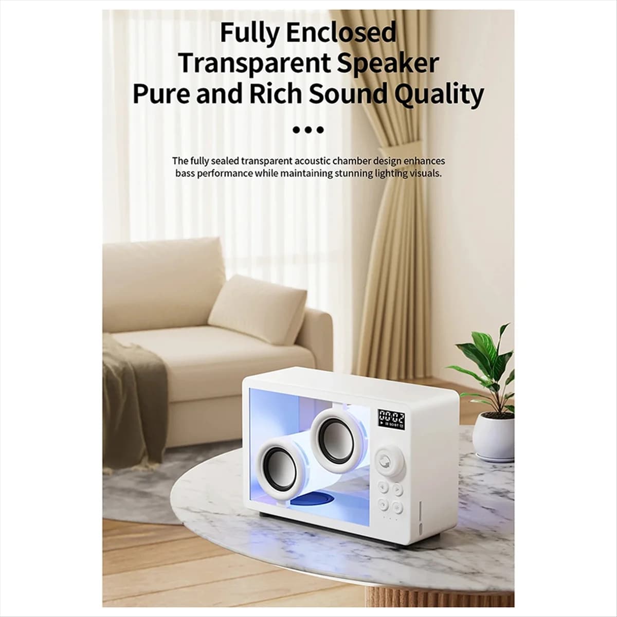 2025 + Altoparlante Bluetooth trasparente portatile Sound Hi-Fi wireless Soundbox Soundbar con luce d'atmosfera colorata