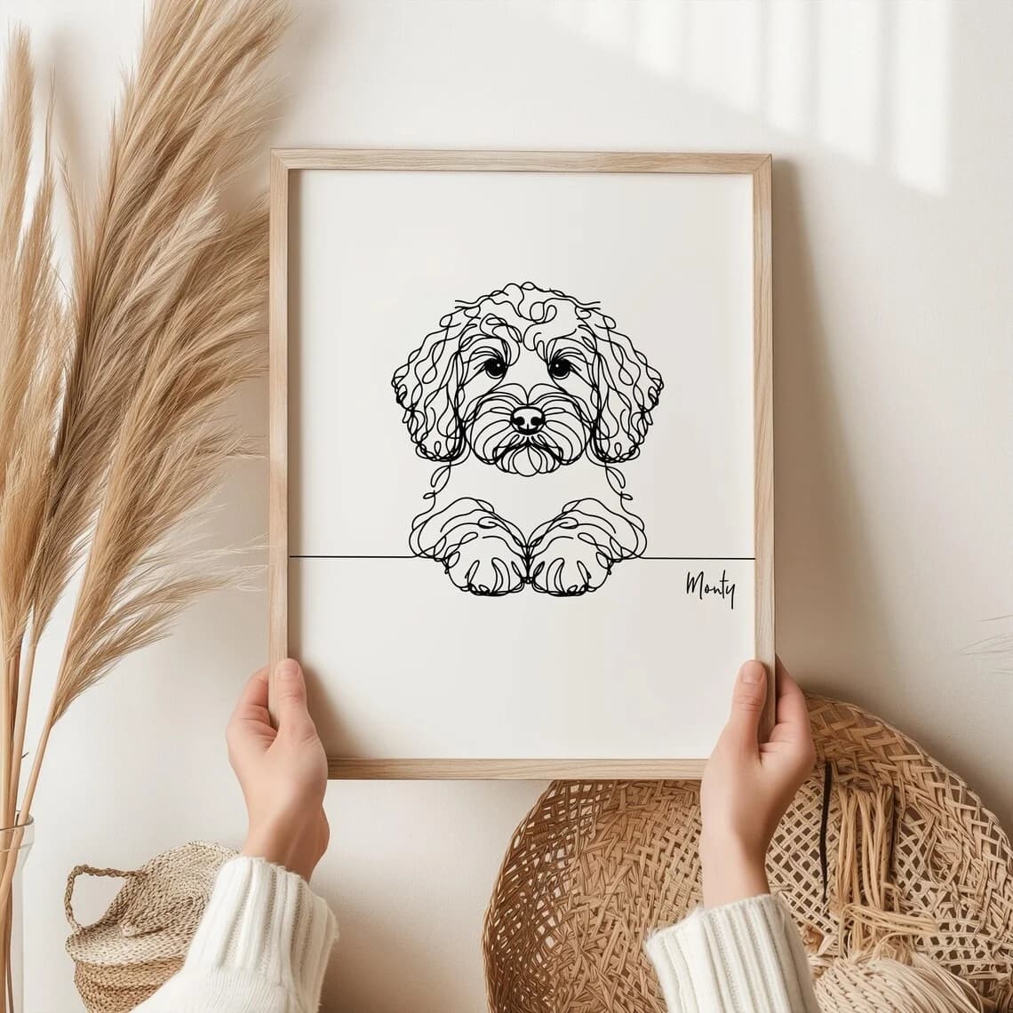 Disegno a linee di Cockapoo, Stampa artistica a linee di un cane, Immagine di Cockapoo, Regalo divertente per il proprietario di un Cockapoo, Regalo per Cockapoo, Line art, Stampa di un cane