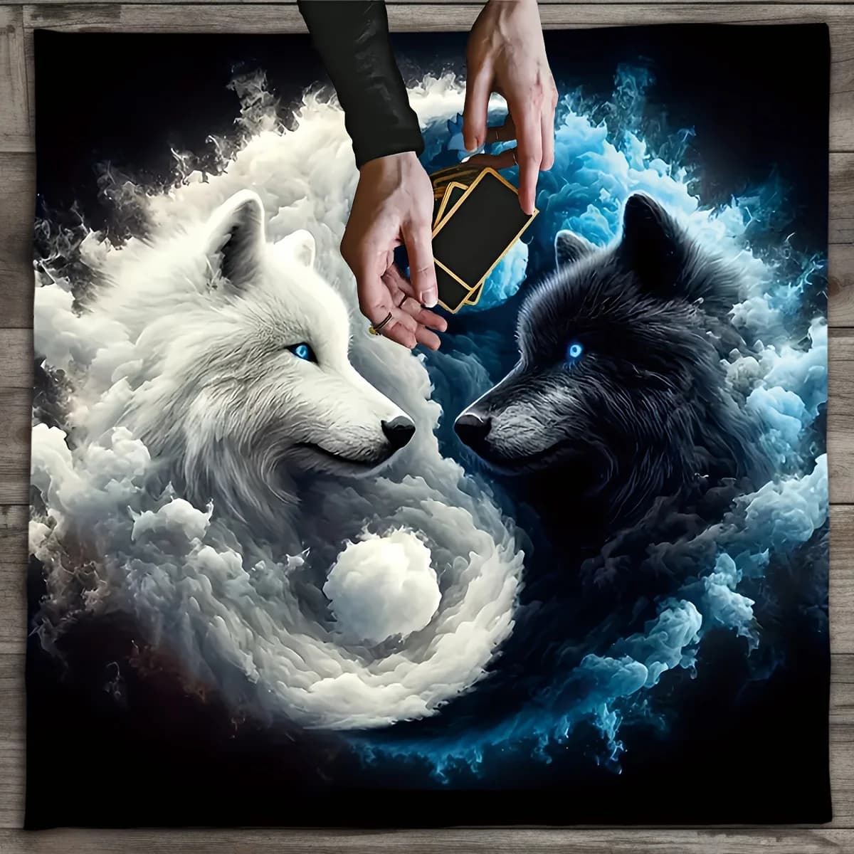 VIKAMA Yin-Yang Twin Wolves Tarocchi Tovaglia Astrologia Oracolo Gioco Zerbino Divinazione e Stregoneria Decorazioni per la casa Decorazioni a tema