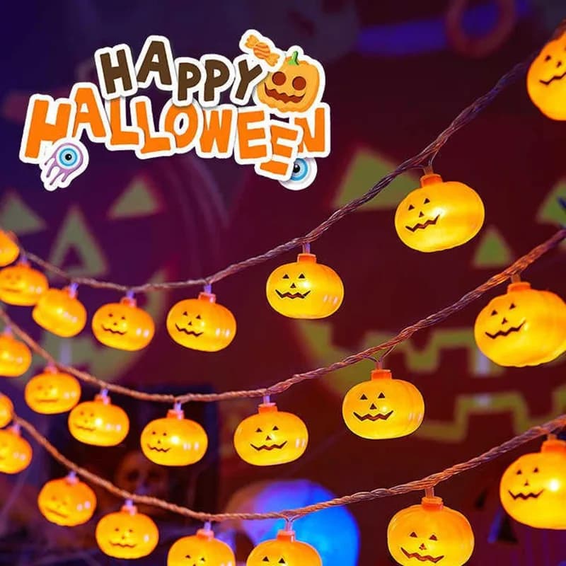 40 LEDS Halloween Pumpkin LED String Lights with Remote Control for Indoor Outdoor Holiday Party Halloween Decoration