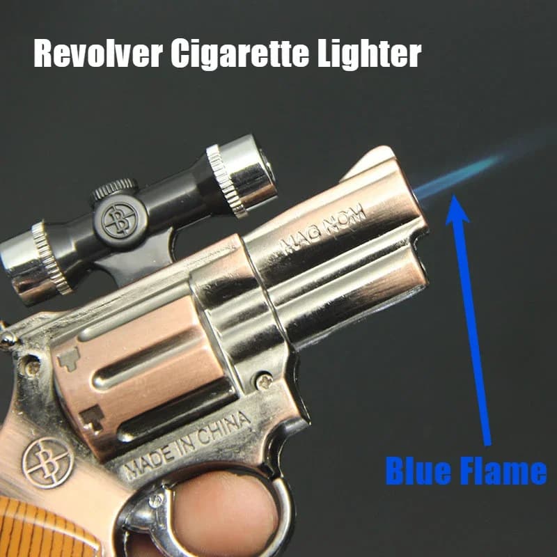 2025 Nuovo accendino creativo per revolver con luce laser in metallo antivento dritto accendisigari giocattolo a gas e accessori per fumatori