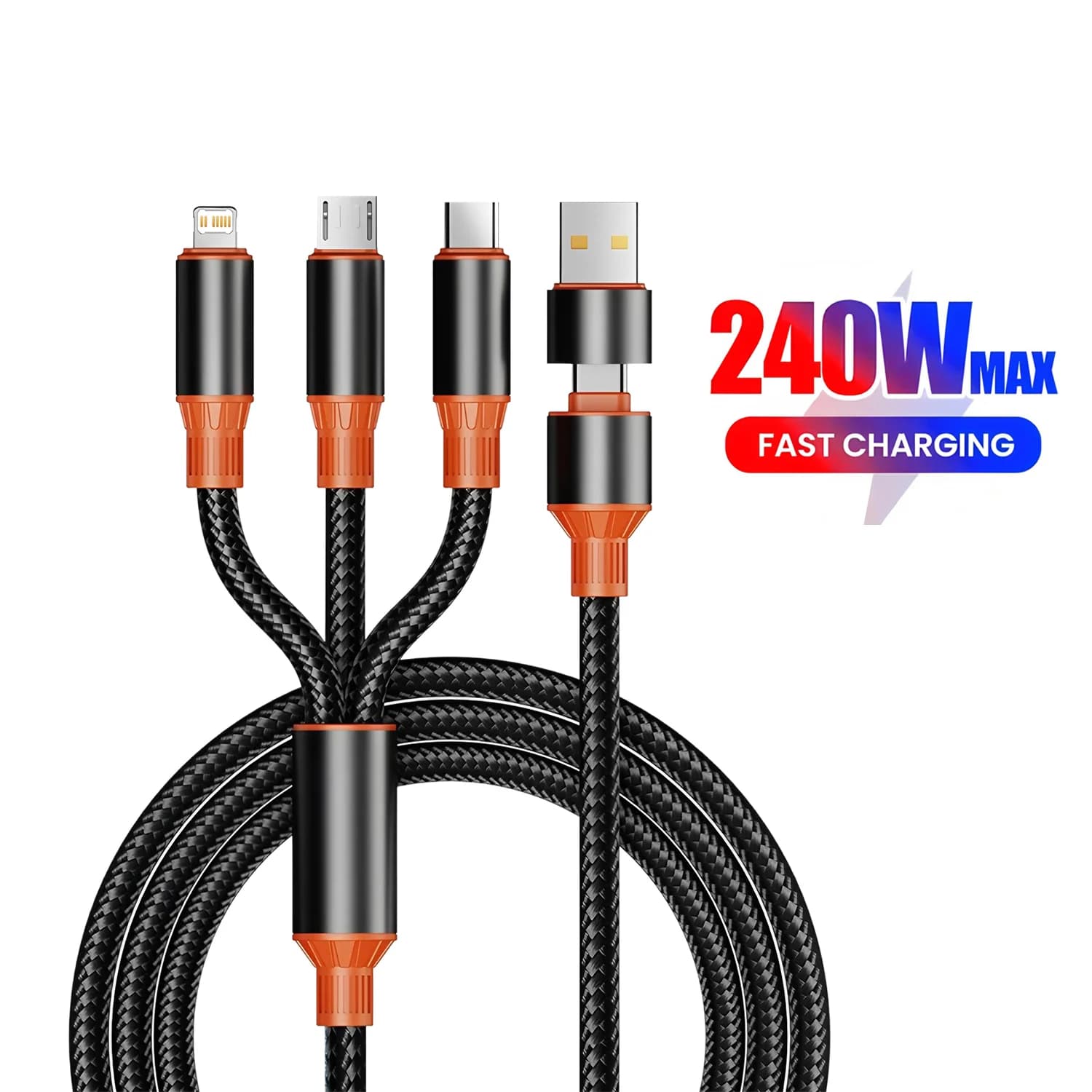 Cavo di ricarica 3 in 2 Porta multi USB Cavo di ricarica USB multiplo Tipo C Micro caricatore Cavo per telefono cellulare per iPhone 14 13 12 Xiaom
