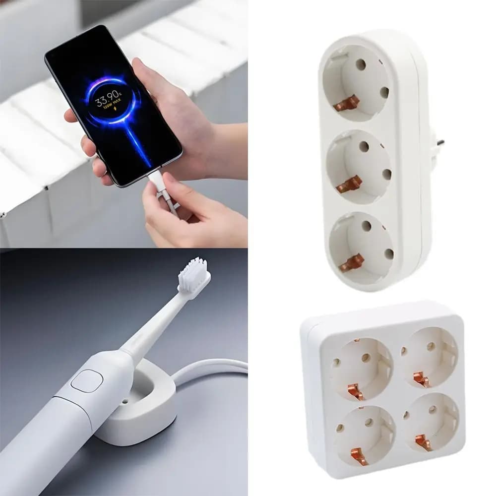 Spina di conversione UE universale da 1 a 3/4 vie Adattatore 250V resistente al fuoco Adattatore da viaggio 16A Viaggio internazionale