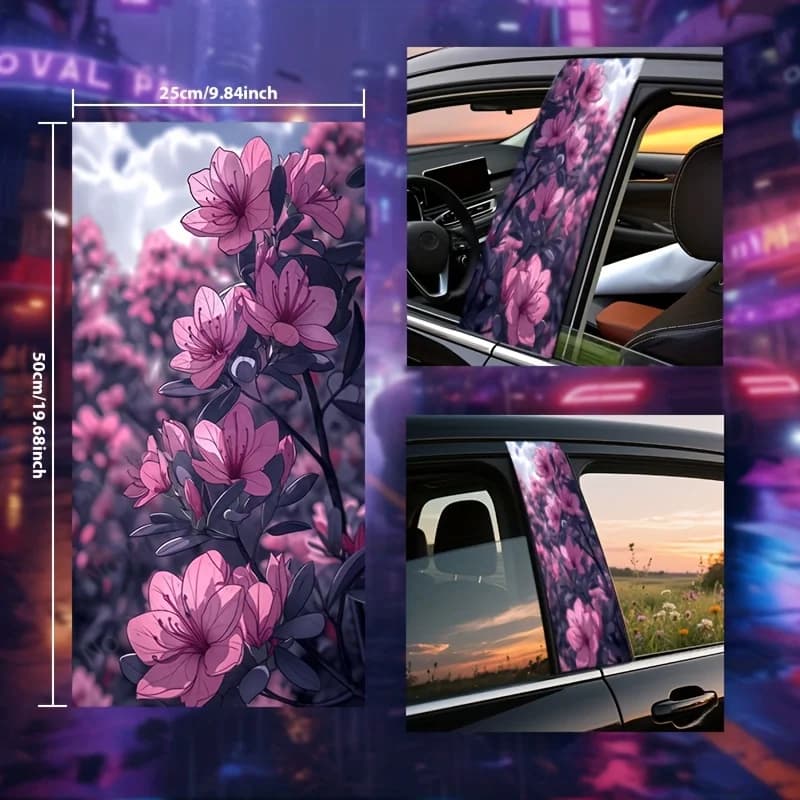 Adesivo Premium per Pilastro B e Pilastro Centrale - Magnolia Elegante (Rosa), Impermeabile, Resistente ai Graffi, Facile da Applicare