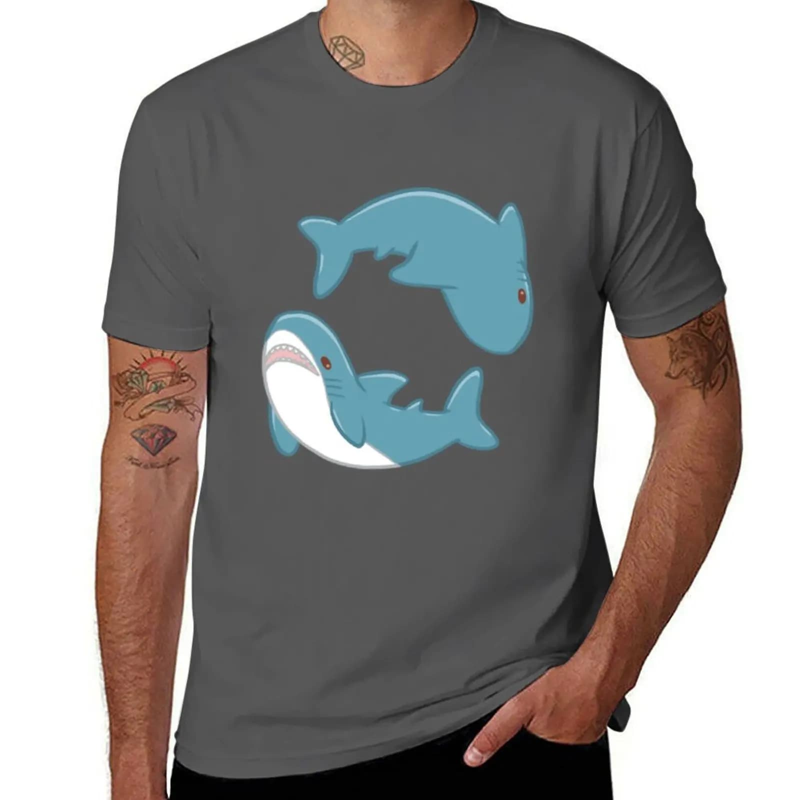T-shirt Double Blahaj, maglietta casual alla moda da strada
