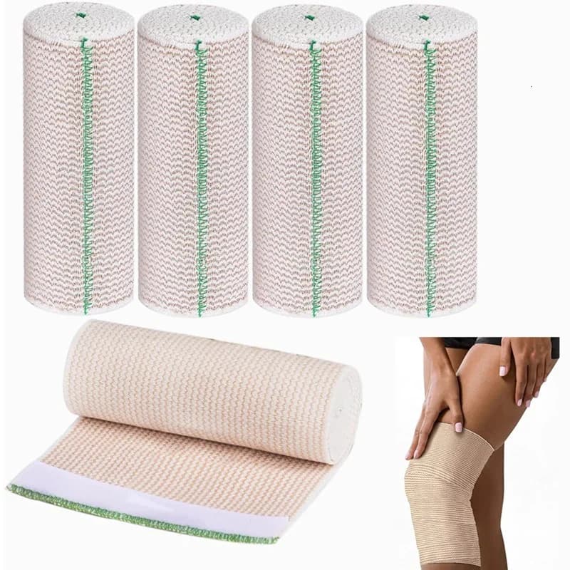 Confezione da 2 Fasciature Elastiche Premium, Fasciatura a Compressione Riutilizzabile con Chiusura a Strappo per Ginocchia, Caviglie, Polsi, Gambe