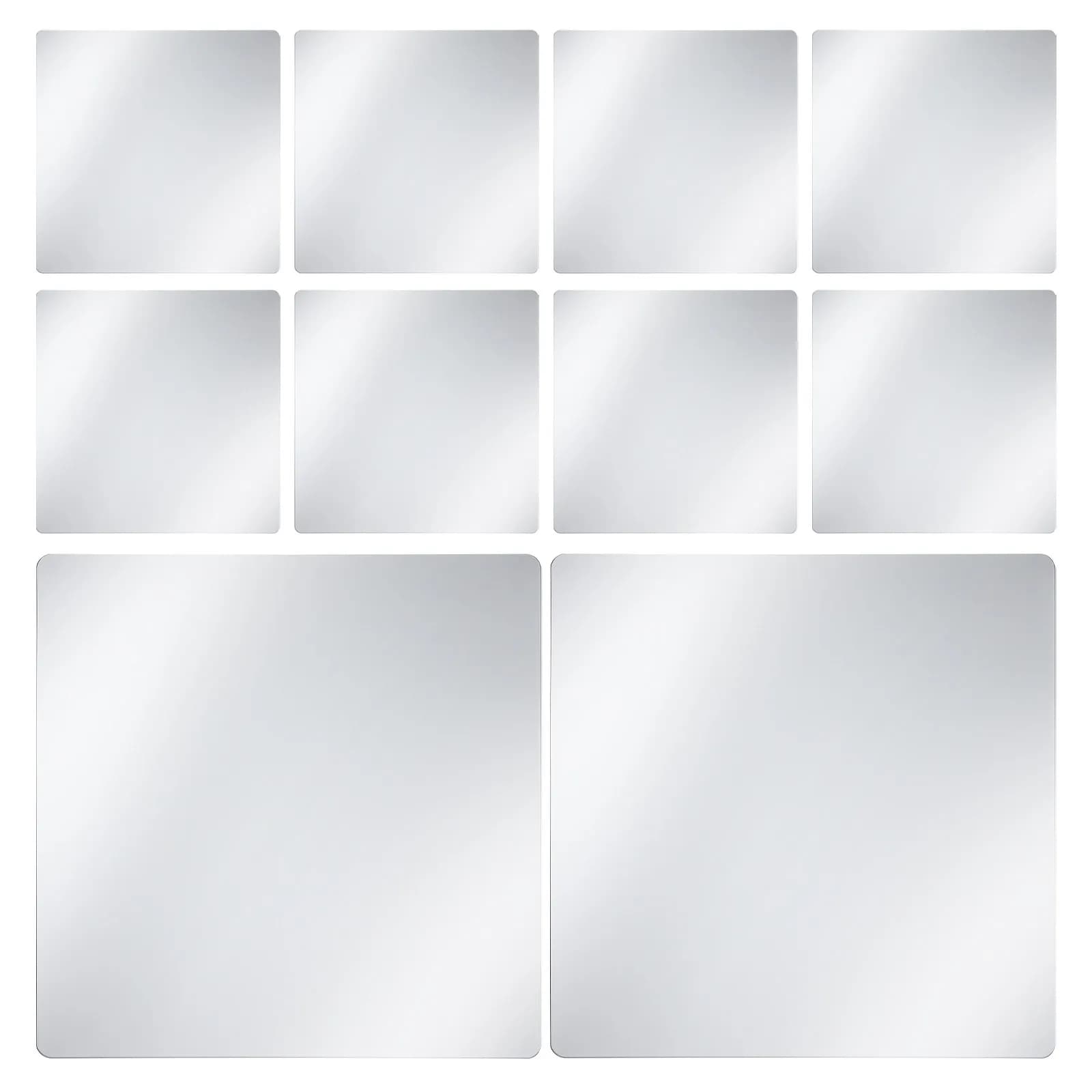 10 Pezzi di Piastrelle a Specchio Acriliche Autoadesive Quadrate Infrangibili Senza Cornice, Adesivi Decorativi per Pareti, Bagno, Cucina, Fai da Te e Artigianato