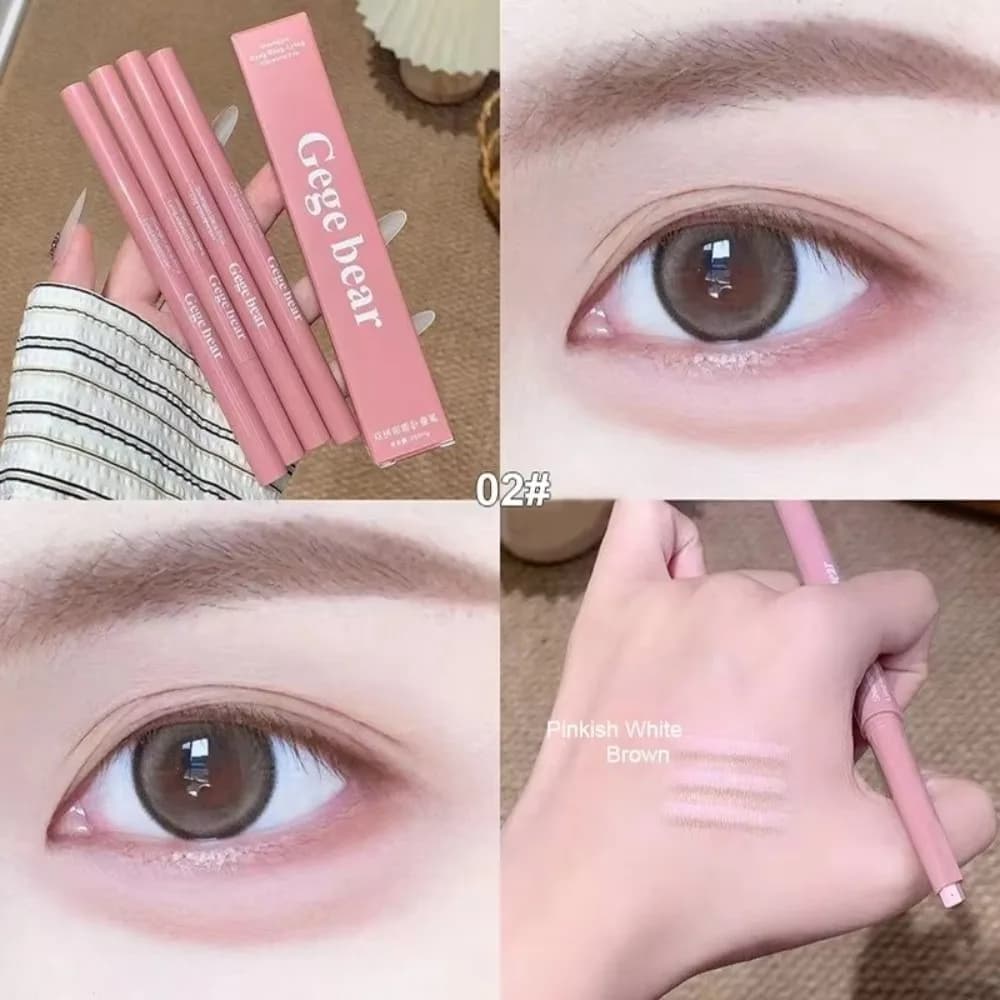Matita Doppia Punta 2 in 1 per Eyeliner e Ombretto con Pennello Dettaglio, Stick Trucco Nude per il Contorno Inferiore degli Occhi