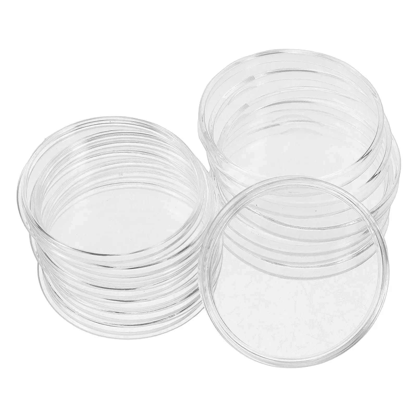 12Pcs Acrylic Coin Collection Box Transparent Round Protection Case Dustproof Coin Storage Holder Organizer for Collectors