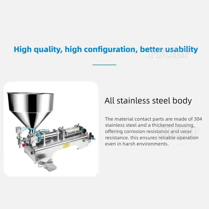 PBOBP Paste Liquid Filling Machine Cream Oil Filler Perfume Adjustable Bottle Filler With Hopper for Water Oil Honey